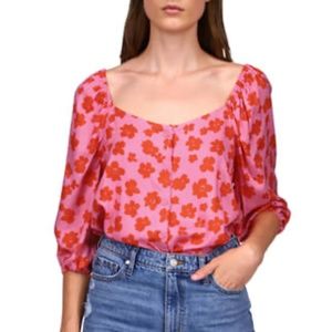SANCTUARY Women's Daily Button Front Blouse Blouse in Cherry Kiss